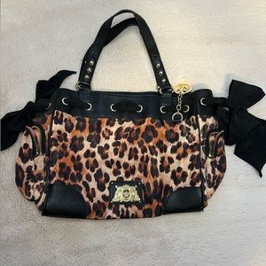 Juicy Couture handbag purse cheetah leopard print VINTAGE W/Gold Brass Hardware